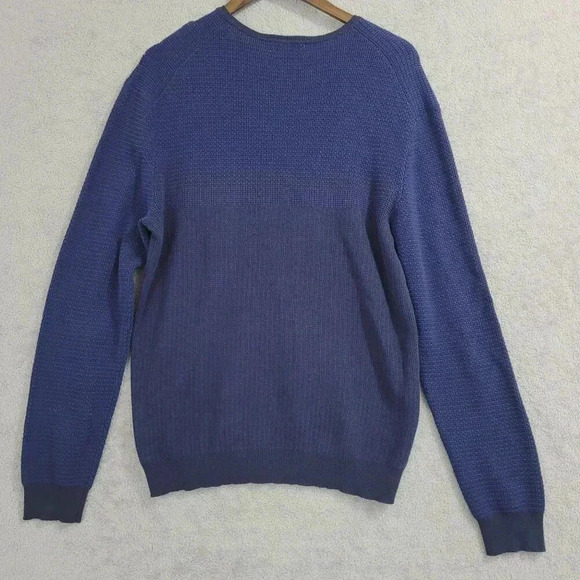 Calvin Klein Mens V-Neck Cotton Pullover Sweater L/G Blue 5PT - Picture 2 of 7